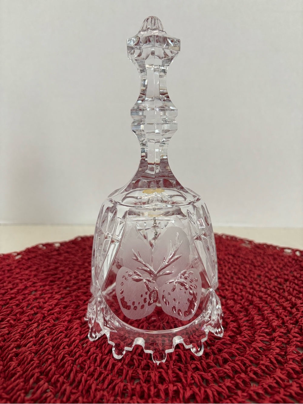 Vintage Hofbauer Lead Crystal Bell with Etched Strawberry Motif - Germany
